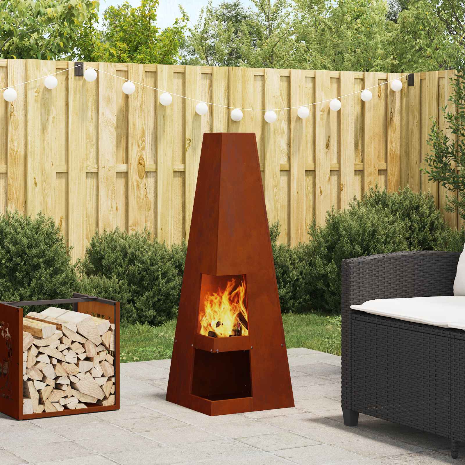 Feuerstelle Rostoptik 35 x 35 x 100 cm