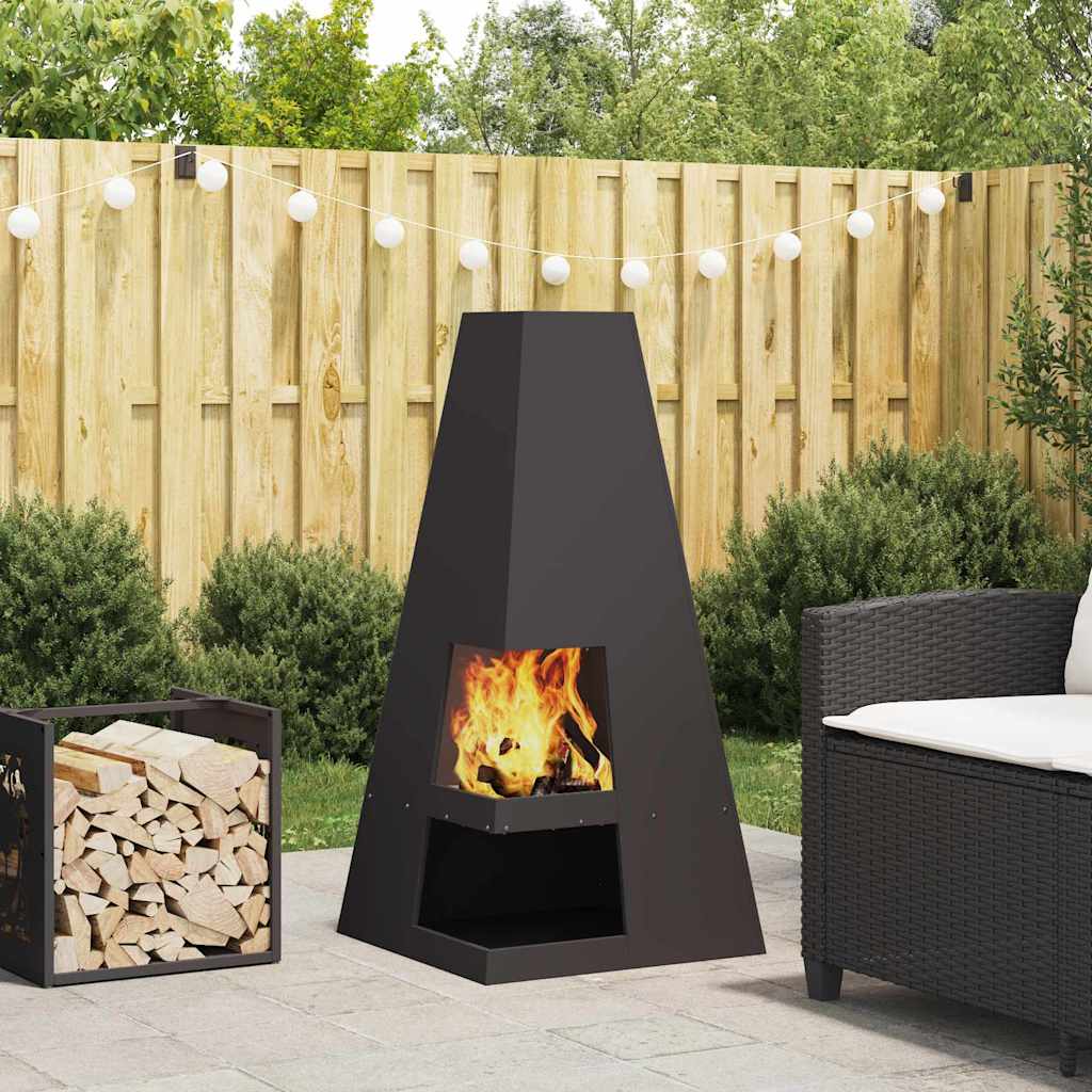 Feuerstelle Schwarz 50 x 50 x 100 cm Wetterfeststahl