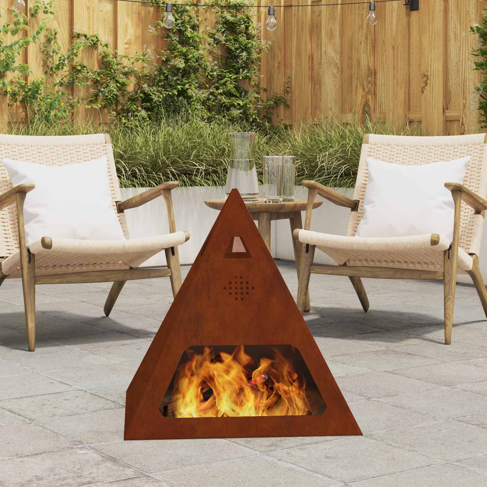 Feuerstelle Rostig 50 x 50 x 51 cm Wetterfeststahl