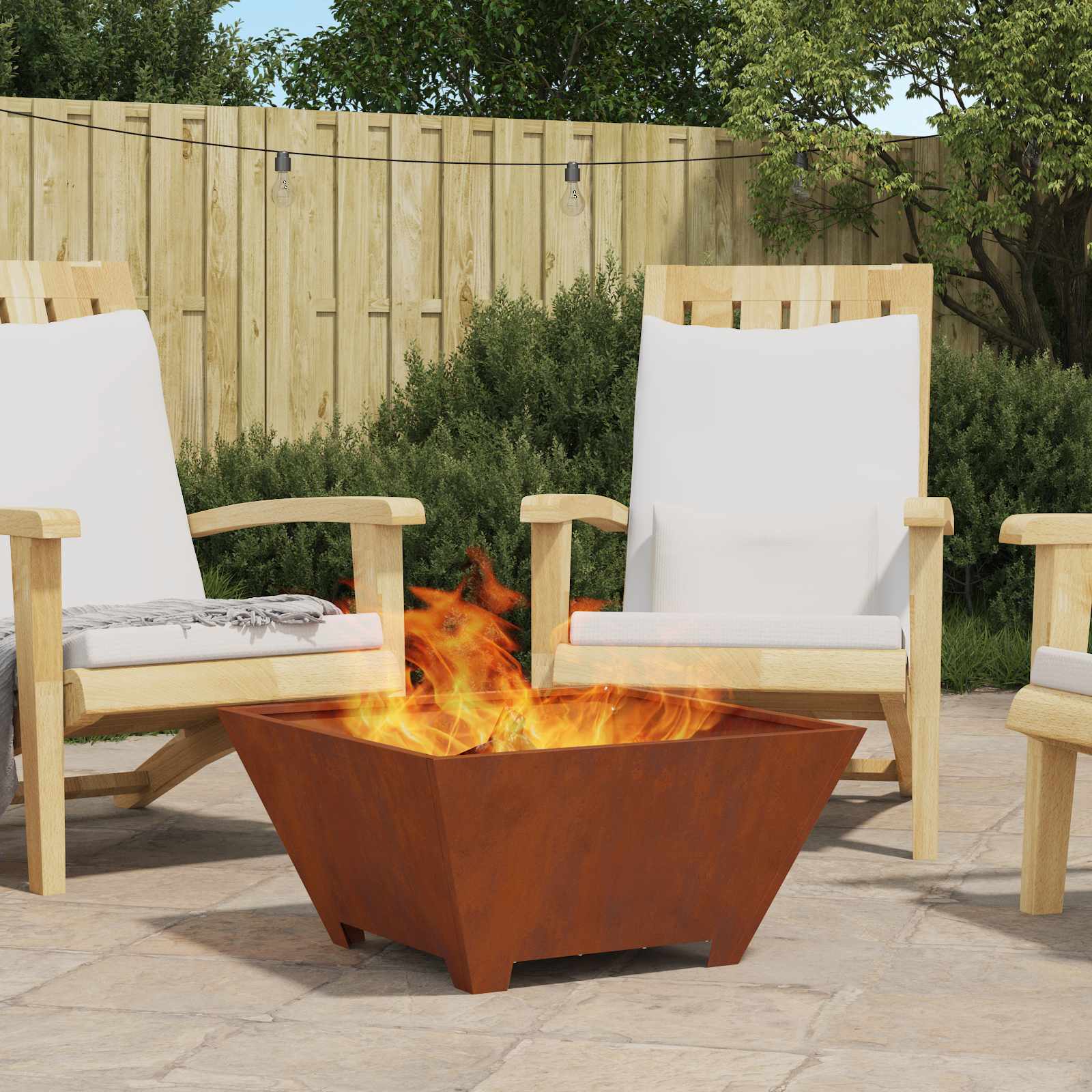 Feuerstelle Rostoptik 60 x 60 x 30 cm