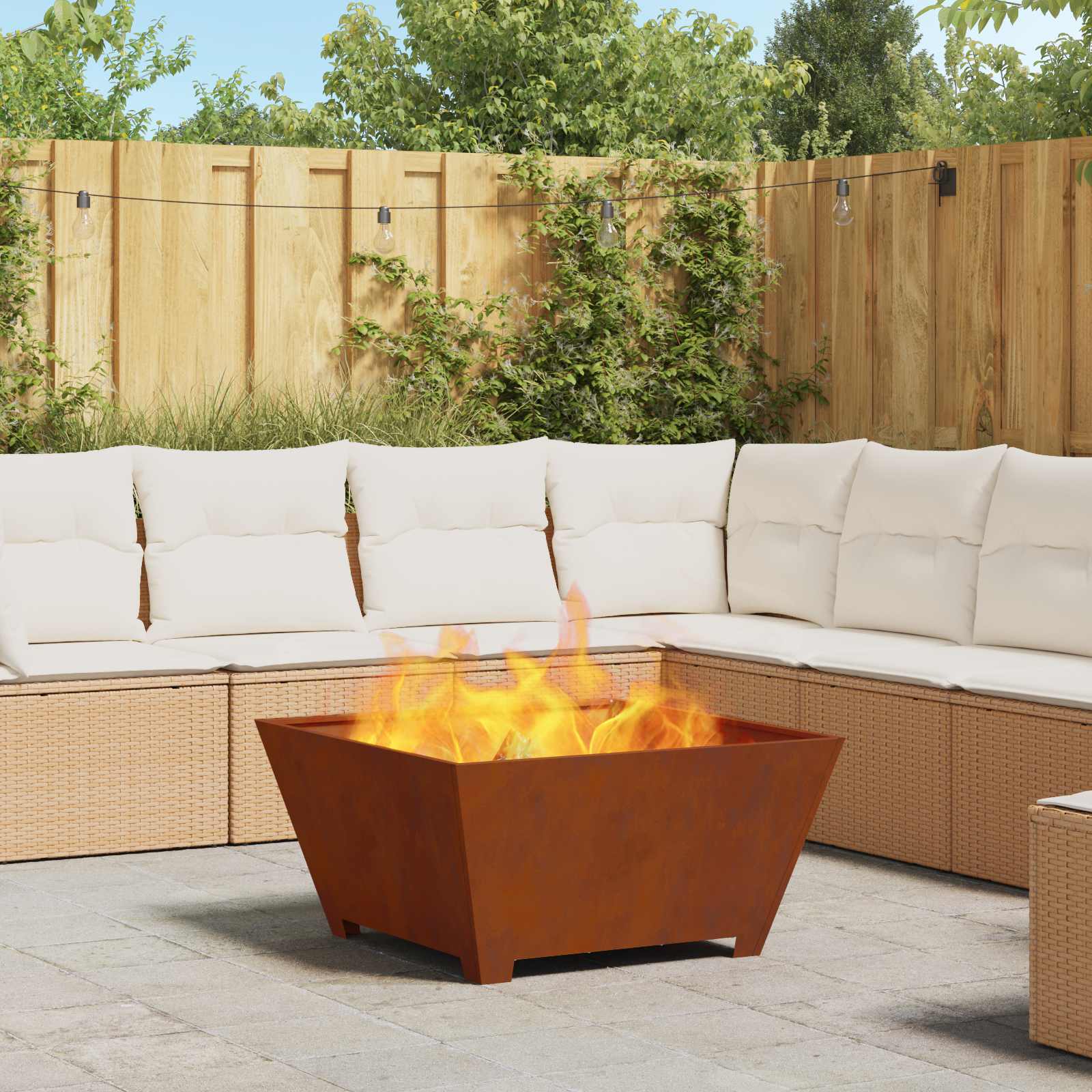 Feuerstelle Rostoptik 80 x 80 x 40 cm