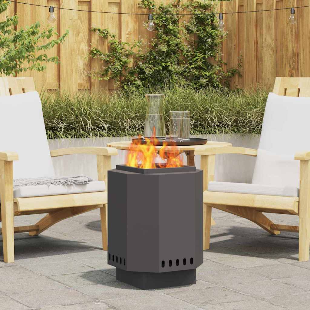 Rauchfreie Feuerstelle Schwarz 38 x 38 x 51 cm Wetterfeststahl
