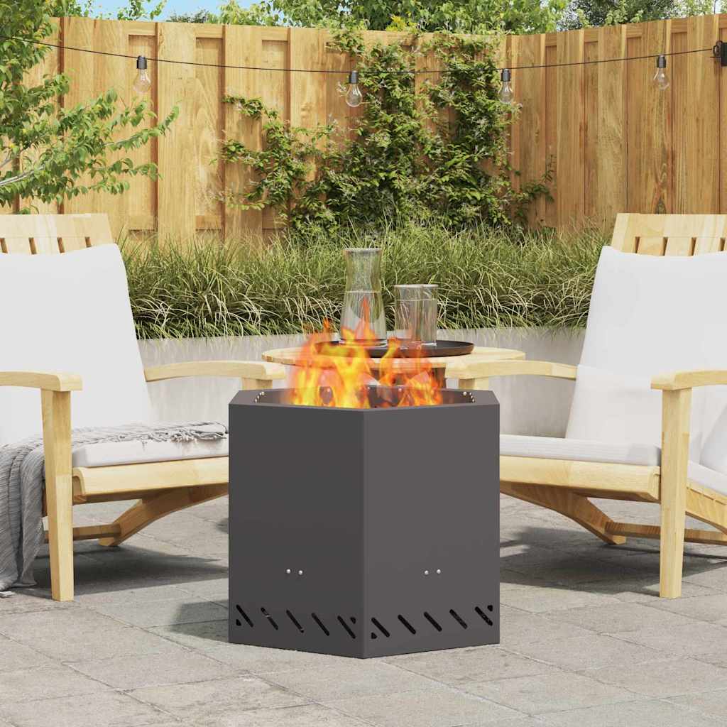Rauchfreie Feuerstelle Schwarz 58 x 58 x 51 cm Wetterfeststahl