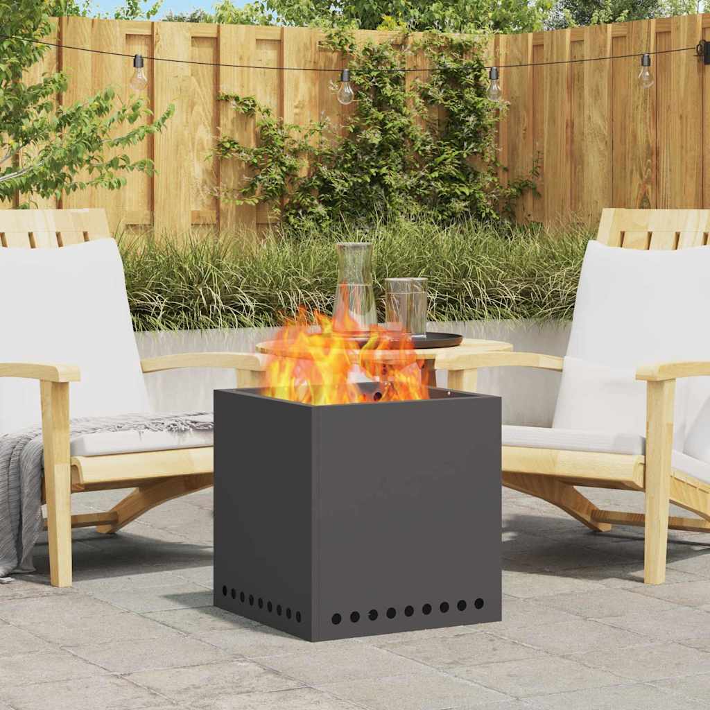 Rauchfreie Feuerstelle Schwarz 48 x 48 x 50 cm Wetterfeststahl