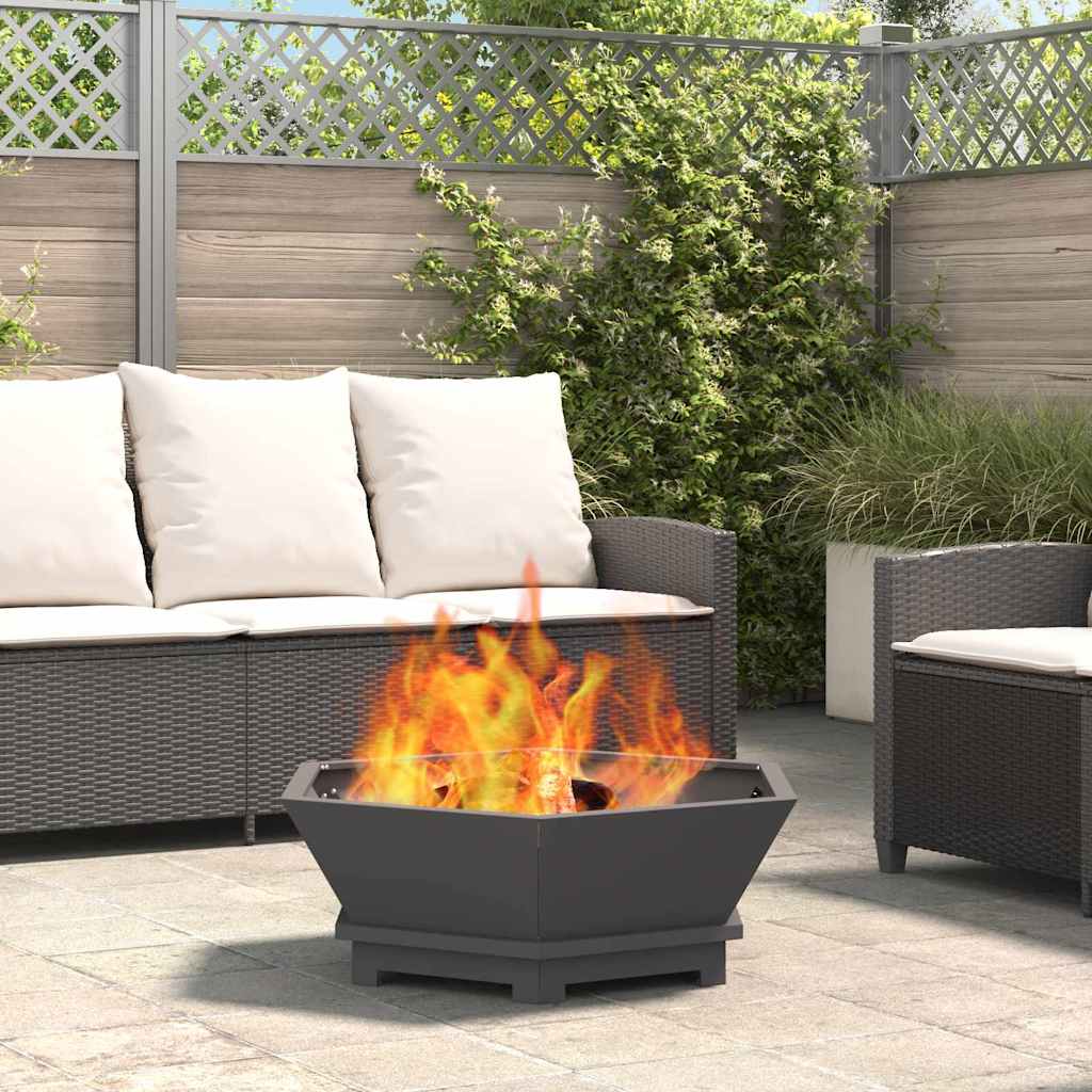 Feuerstelle Schwarz 75 x 75 x 28 cm Wetterfeststahl