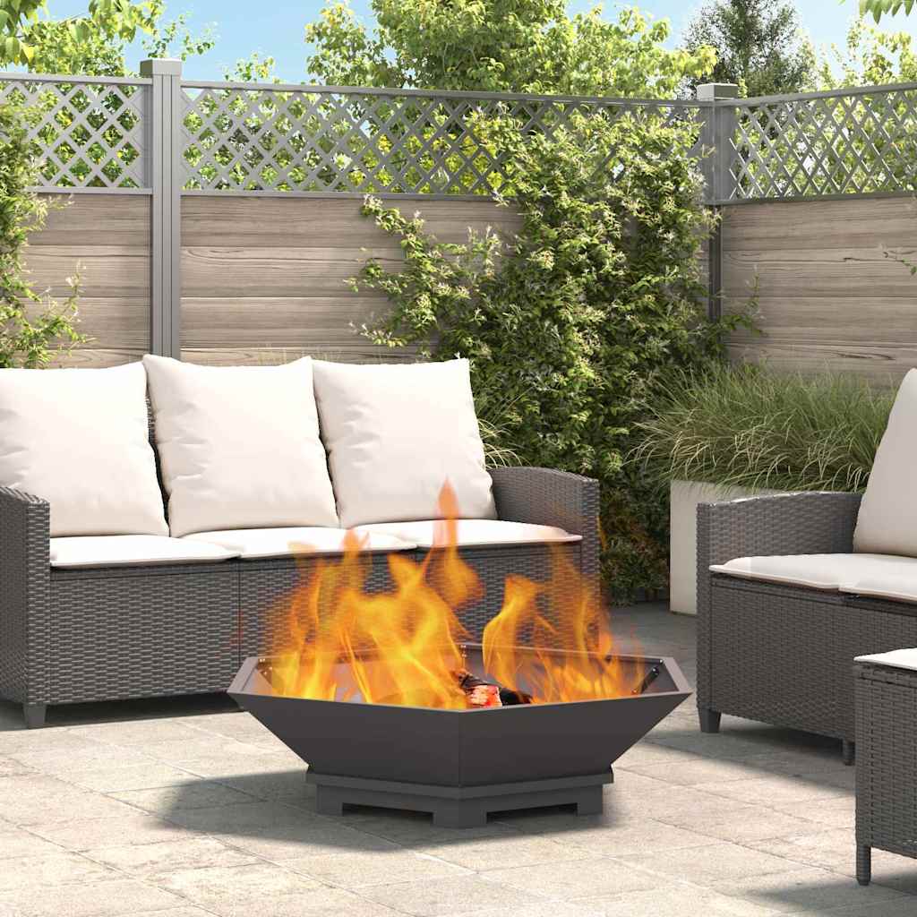 Feuerstelle Schwarz 100 x 100 x 28 cm Wetterfeststahl