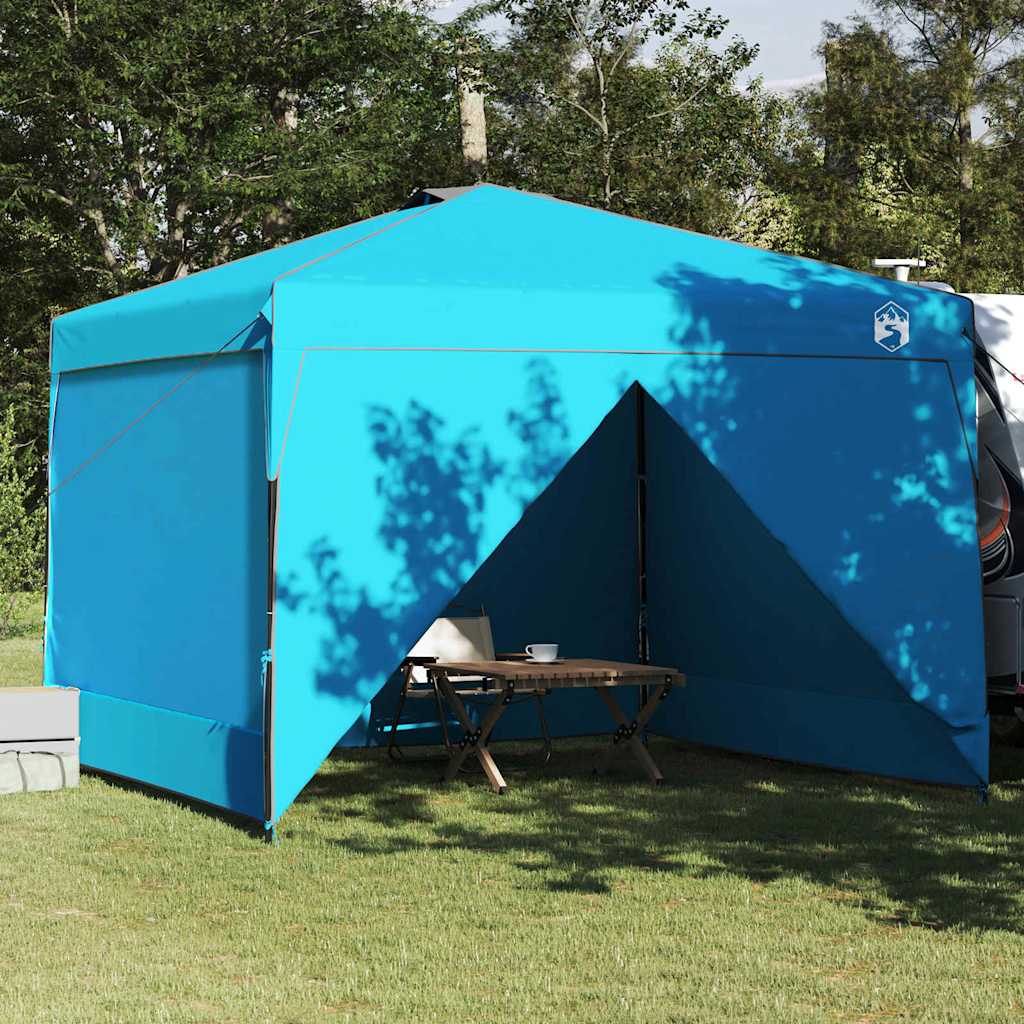 Pavillon-Zelt 290 x 290 x 251 cm Blau Stoff