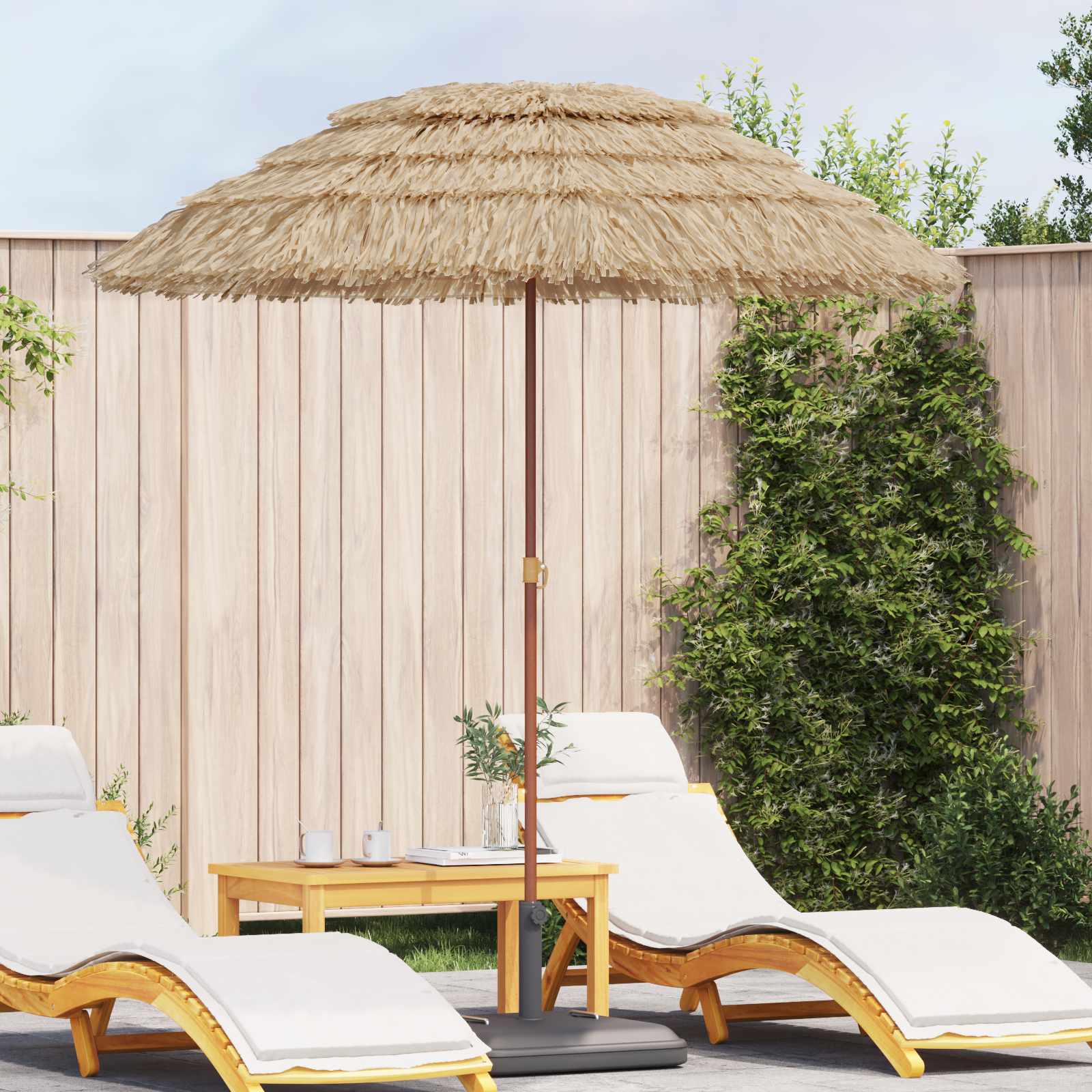 Strandparasol 160 x 160 x 196 cm Polyester und Stahl Natur