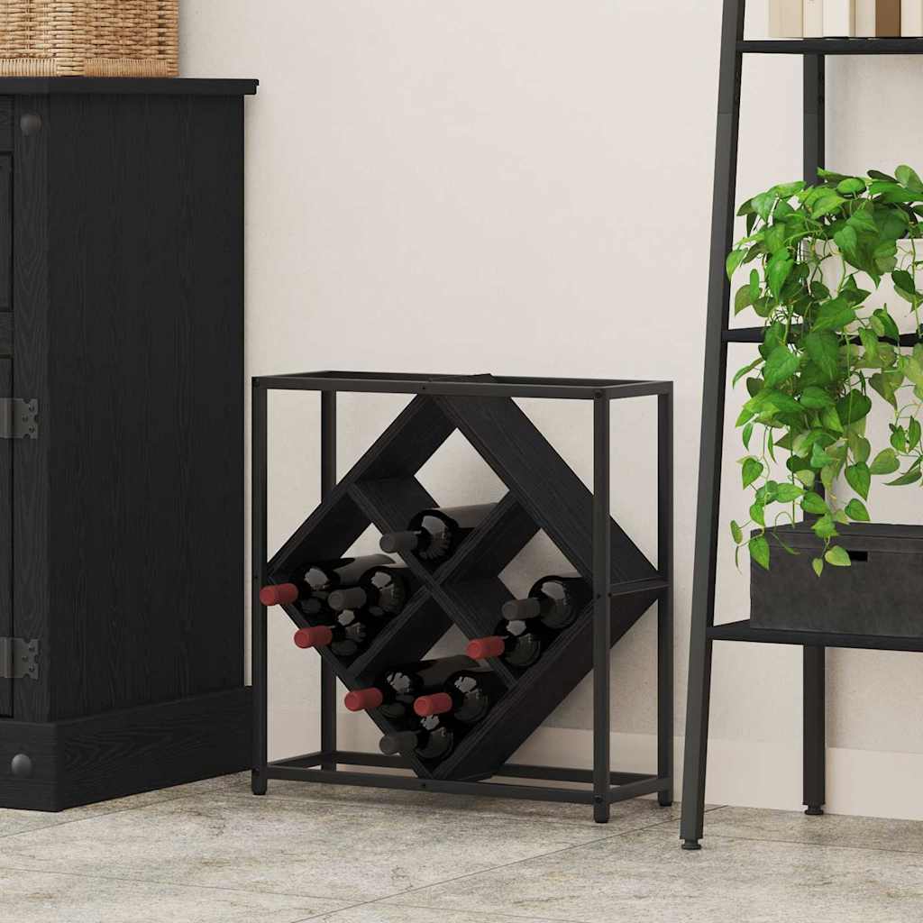 Weinregal 16 bottles Holzwerkstoff Schwarz Eichen-Optik