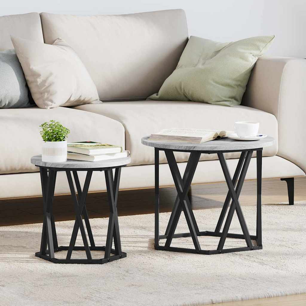 Beistelltisch 2 stk. Sonoma-Grau 50 x 50 x 40 cm