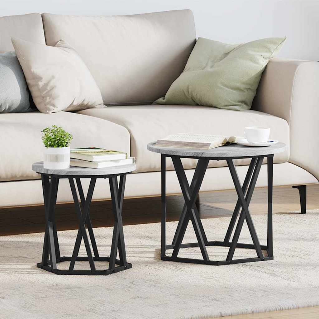 Couchtisch 2 stk. Sonoma-Grau 50 x 50 x 50 cm