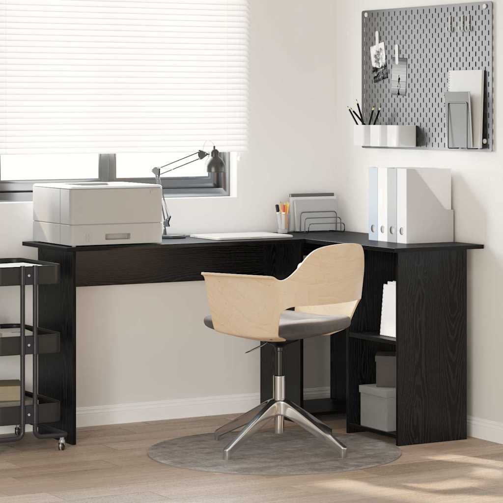 Schreibtisch Schwarz Eichen-Optik 142 x 102 x 73 cm