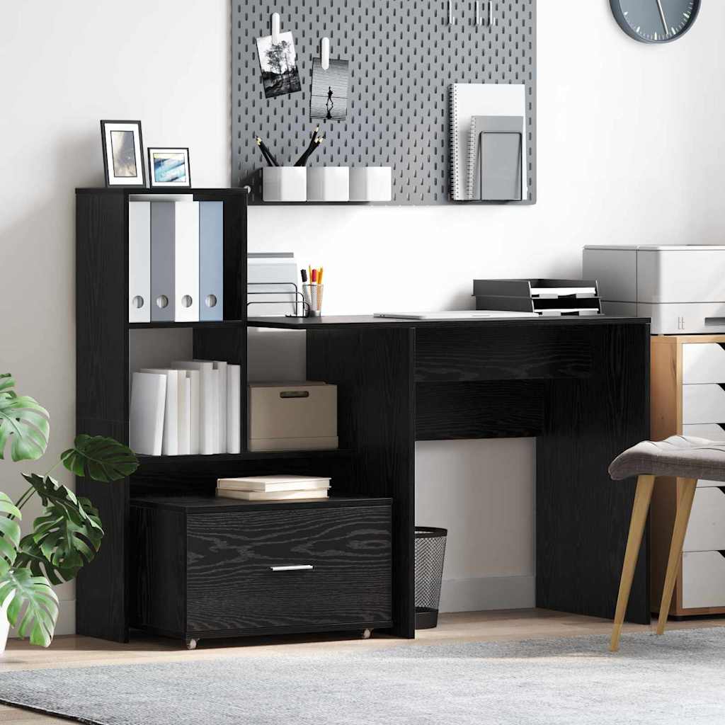 Schubladenschrank 55 x 45 x 31 cm Schwarz Eichen-Optik