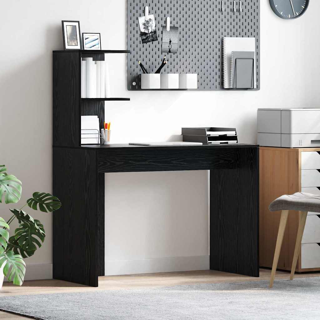 Schreibtisch Schwarz Eichen-Optik 102 x 50 x 124 cm