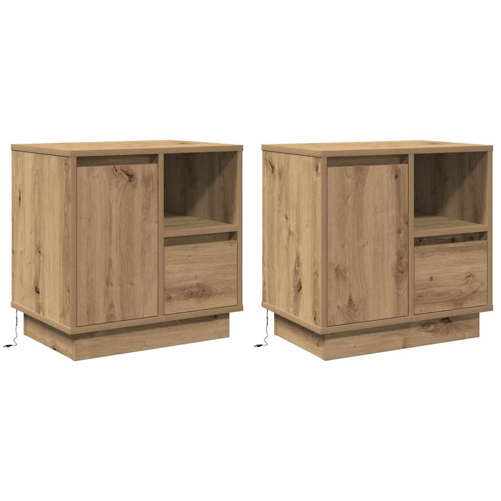 Nachttisch 2 stk. Artisan-Eiche 50 x 34,5 x 50 cm Holzwerkstoff