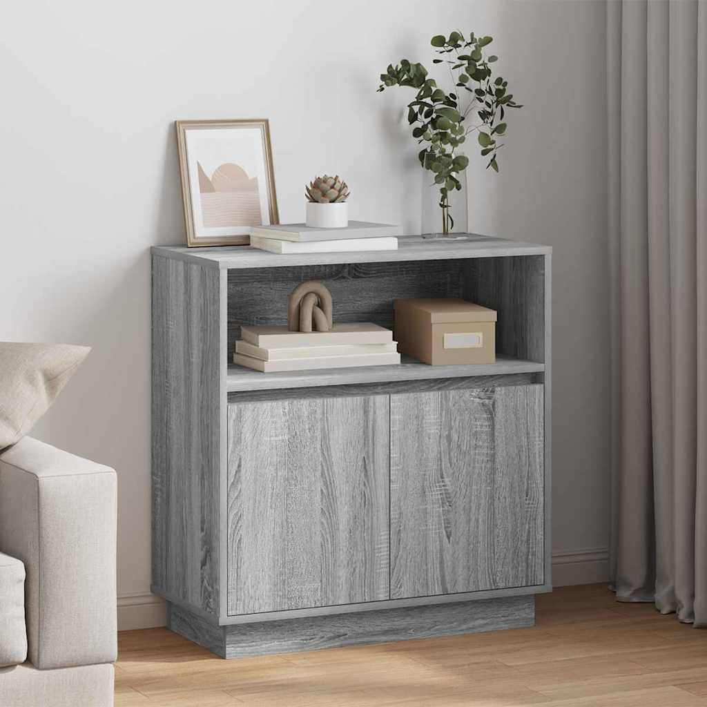 LED-Sideboard Graues Sonoma 71 x 34,5 x 75 cm Holzwerkstoff