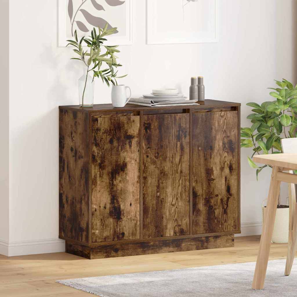 LED-Sideboard Geräucherte Eiche 90 x 32 x 75 cm Holzwerkstoff