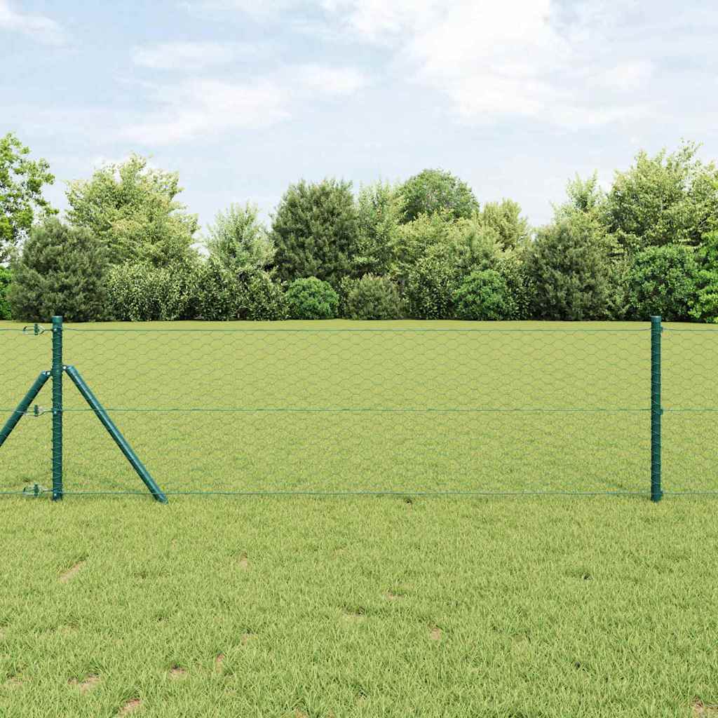 Bodenmontierter Sechseckzaun 10 x 0,6 m PVC-beschichteter Stahl