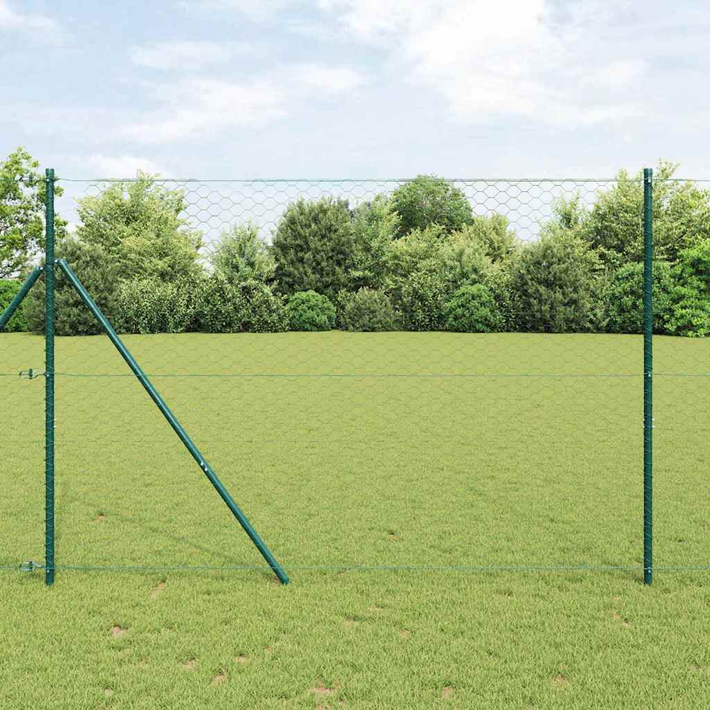 Bodenmontierter Sechseckzaun 10 x 1,6 m PVC-beschichteter Stahl