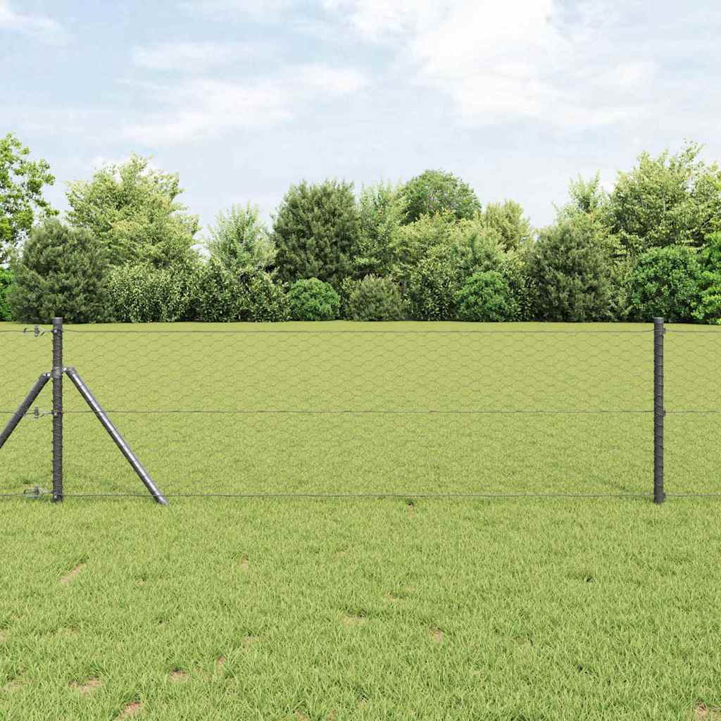Bodenmontierter Sechseckzaun 10 x 0,6 m PVC-beschichteter Stahl