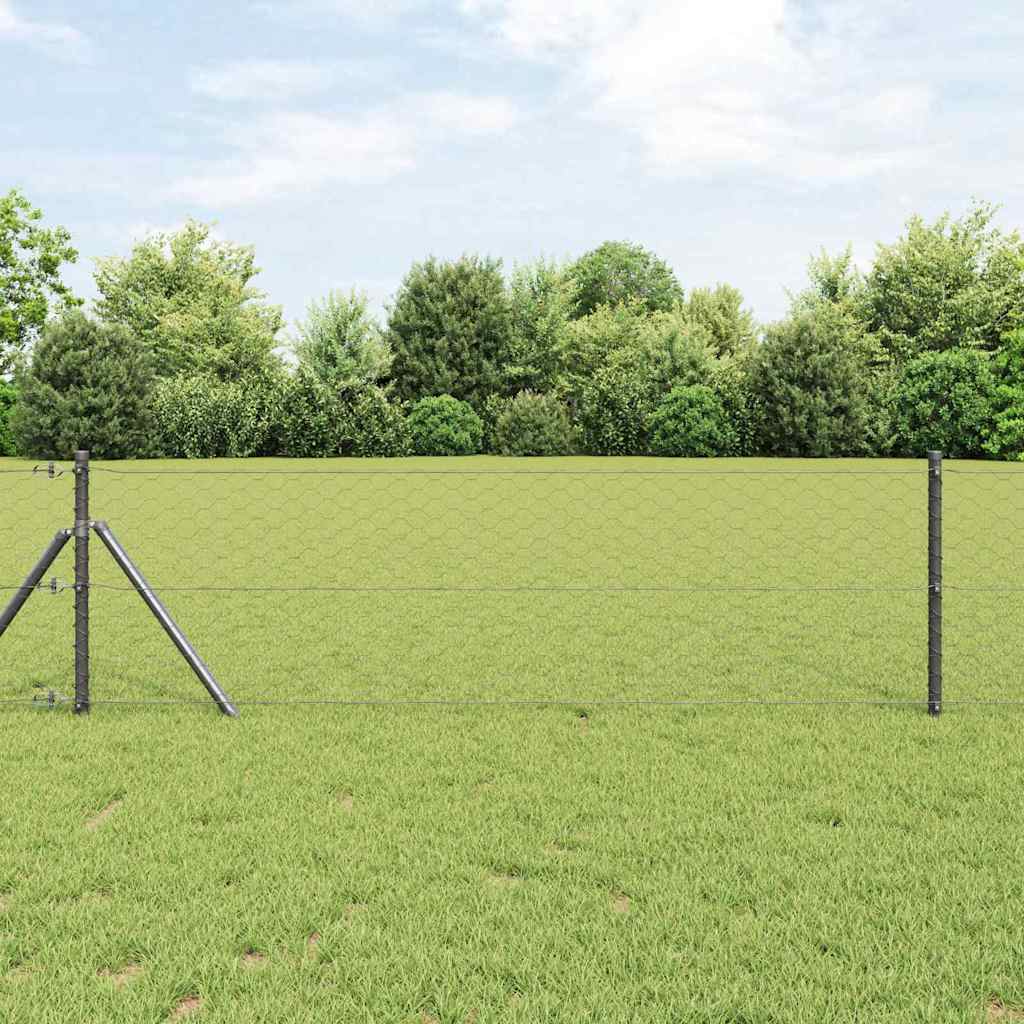 Bodenmontierter Sechseckzaun 10 x 0,6 m PVC-beschichteter Stahl