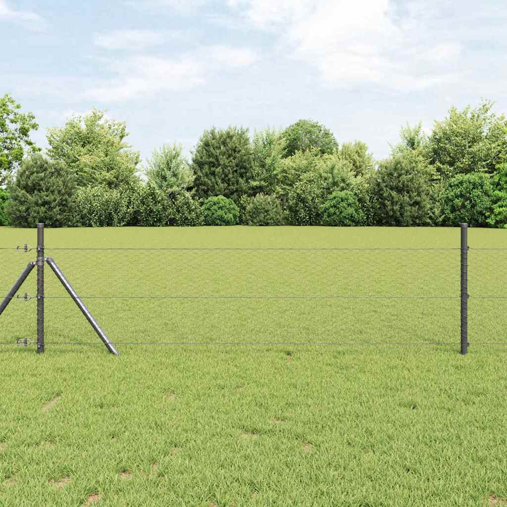 Bodenmontierter Sechseckzaun 25 x 0,6 m PVC-beschichteter Stahl