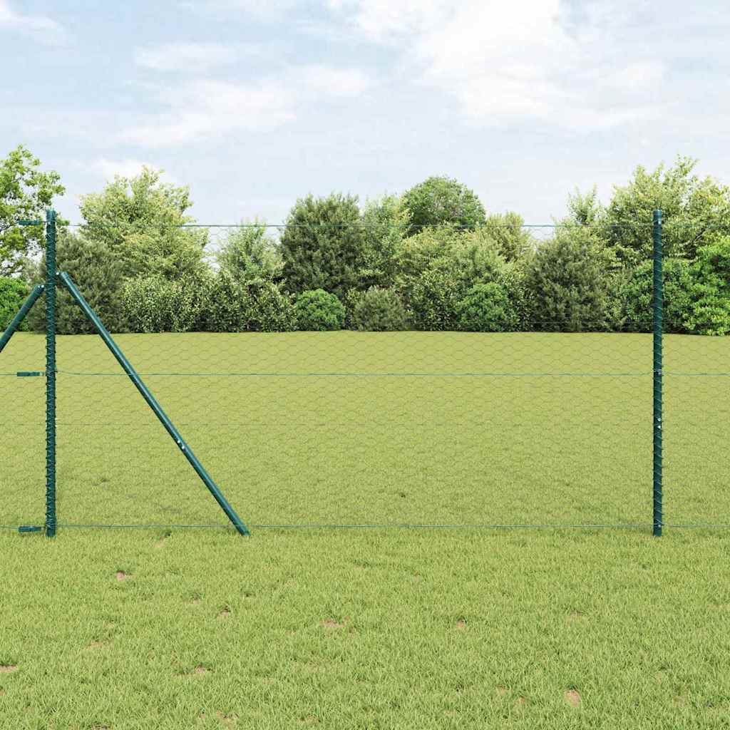 Bodenmontierter Sechseckzaun 50 x 1 m PVC-beschichteter Stahl