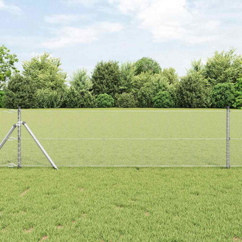 Bodenmontierter Sechseckzaun 10 x 0,6 m Verzinkter Stahl Silber