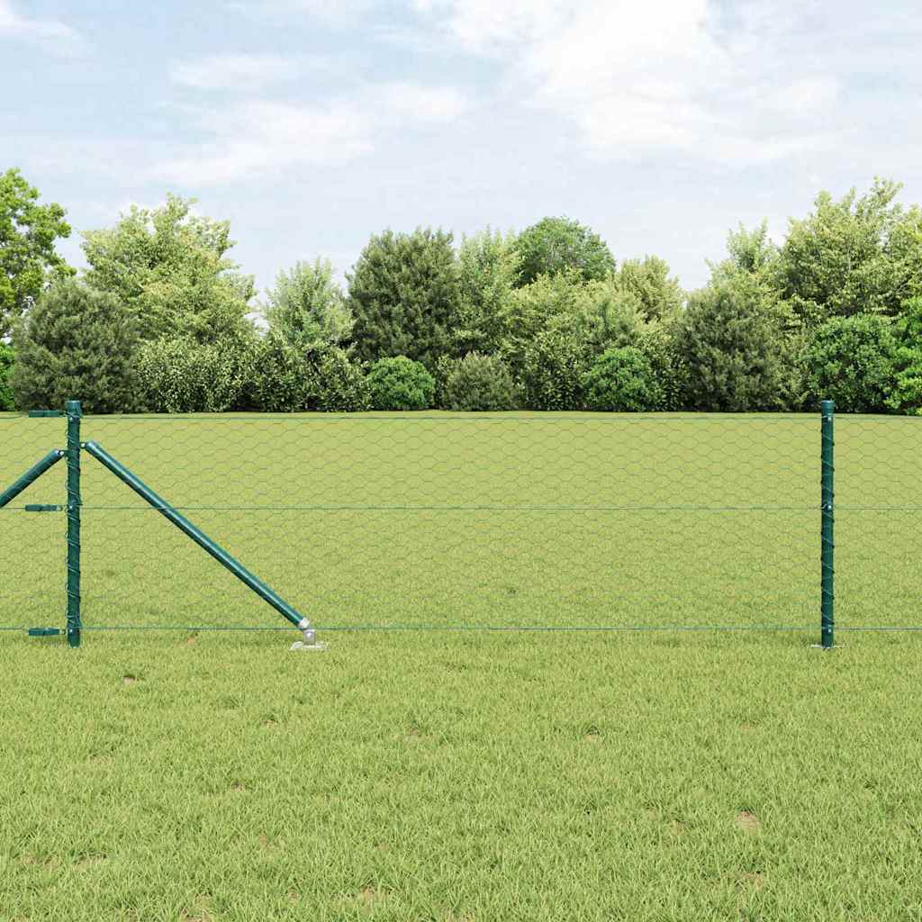Sechseckzaun mit Pfosten 10 x 0,8 m PVC-beschichteter Stahl