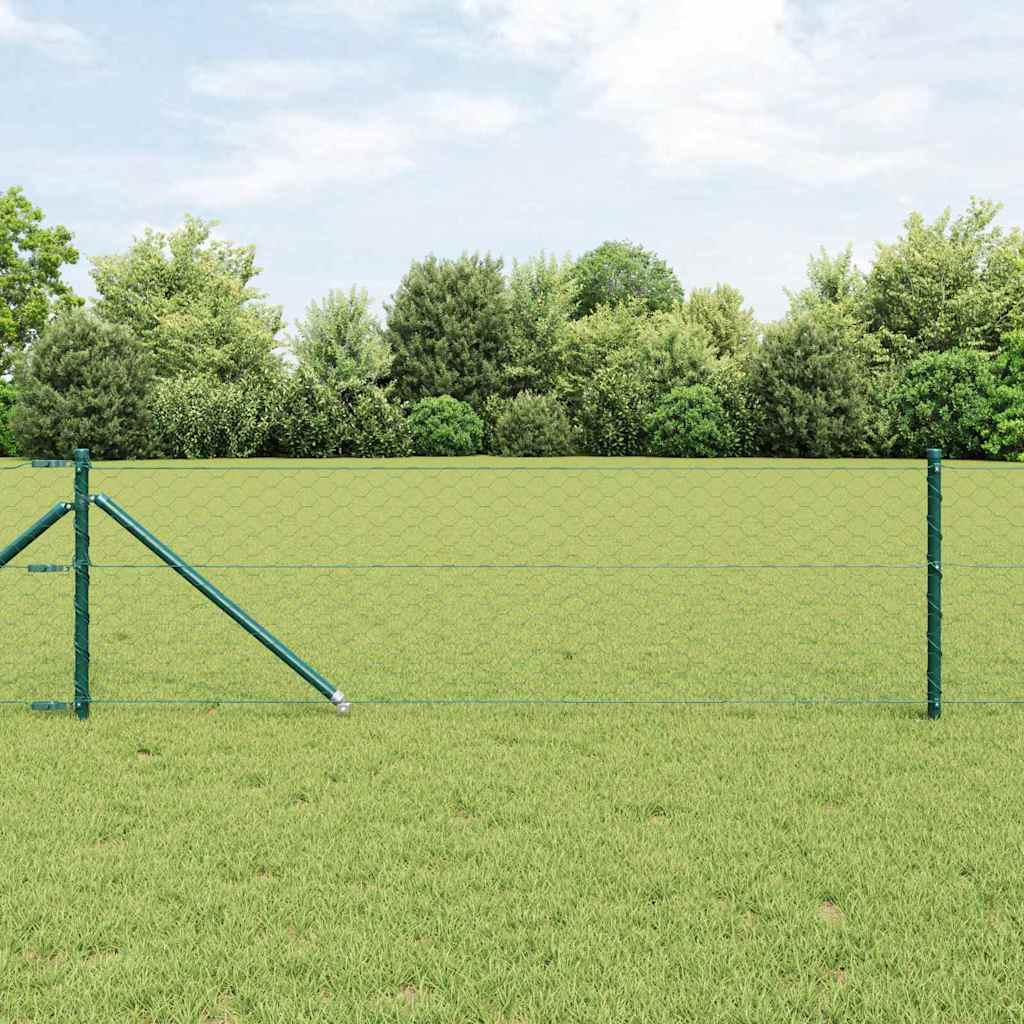 Sechseckzaun mit Pfosten 10 x 0,8 m PVC-beschichteter Stahl