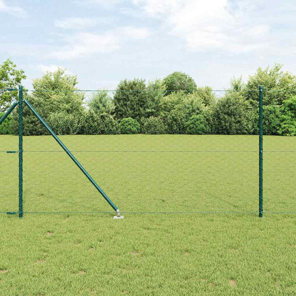 Sechseckzaun mit Pfosten 10 x 1 m PVC-beschichteter Stahl Grün