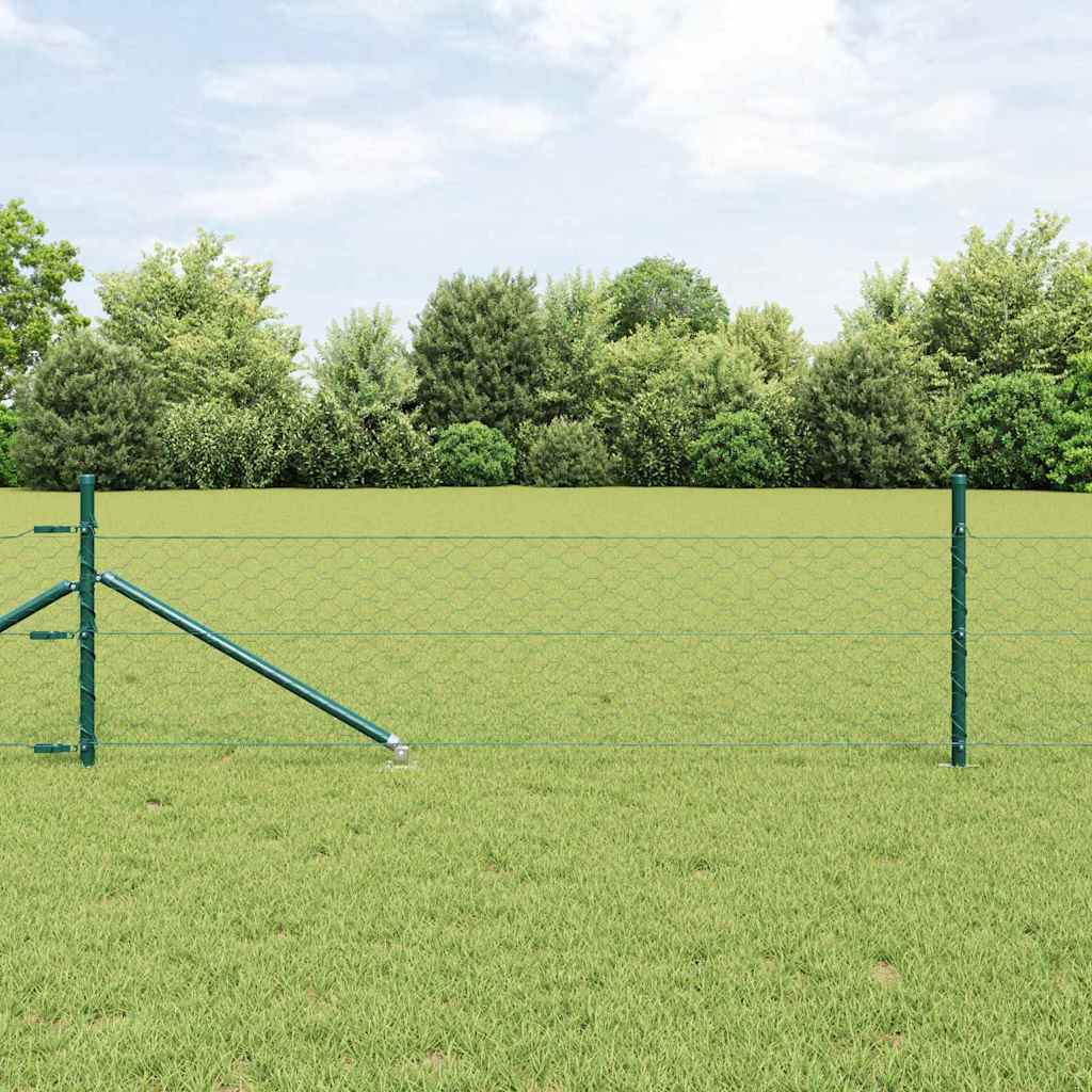 Sechseckzaun mit Pfosten 25 x 0,4 m PVC-beschichteter Stahl
