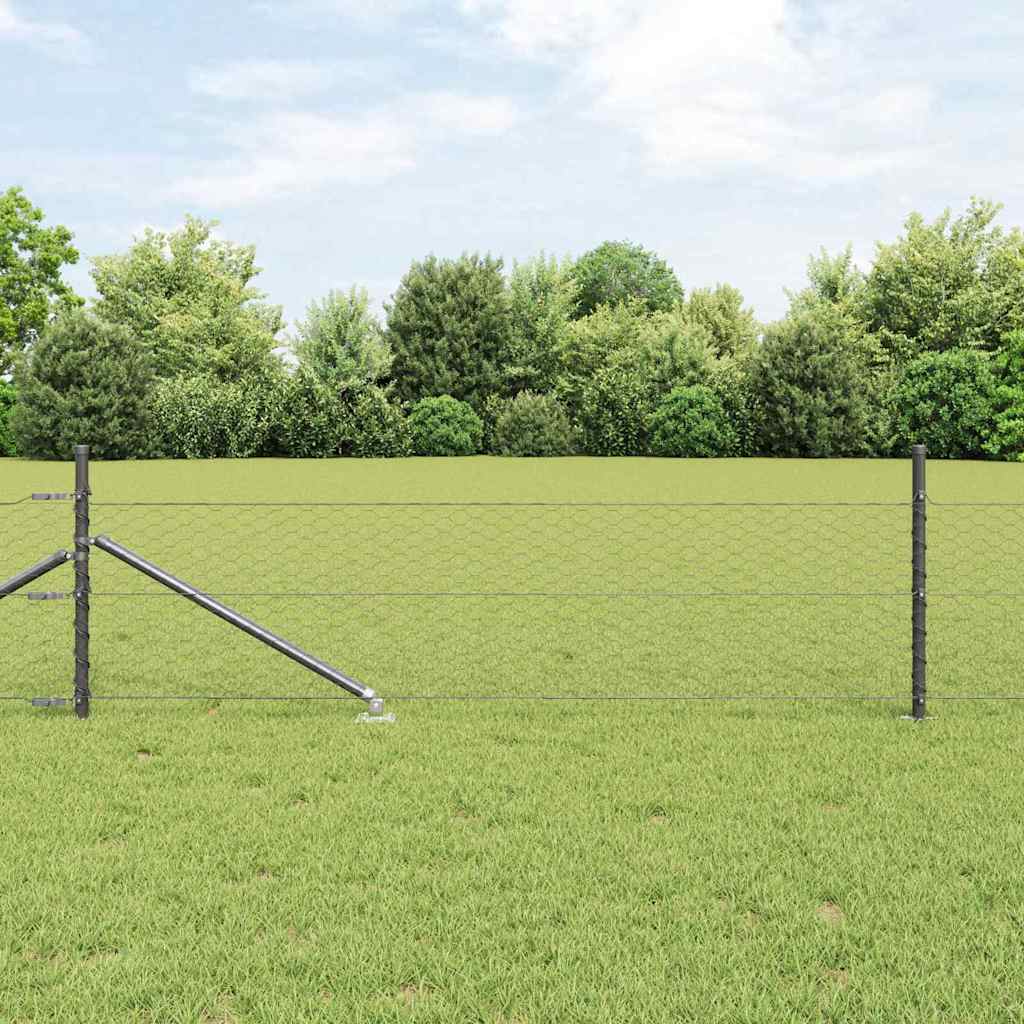 Sechseckzaun mit Pfosten 25 x 0,8 m PVC-beschichteter Stahl