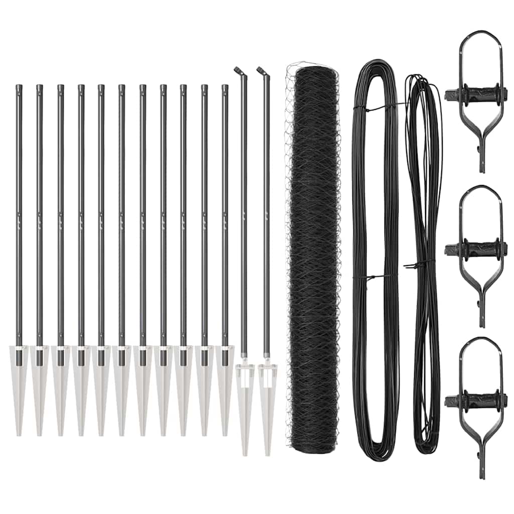 Sechseckzaun mit Pfosten 25 x 1,4 m PVC-beschichteter Stahl