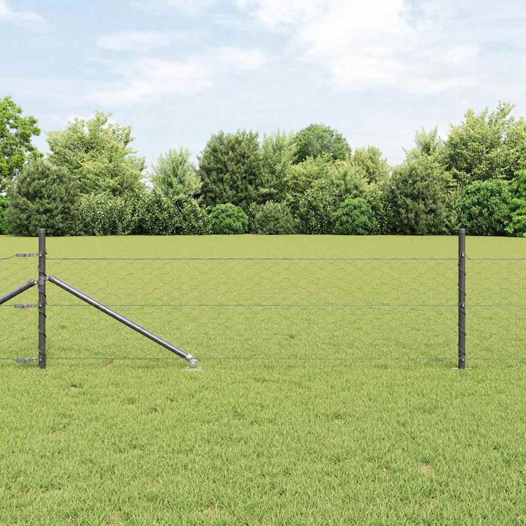 Sechseckzaun mit Pfosten 100 x 0,4 m PVC-beschichteter Stahl