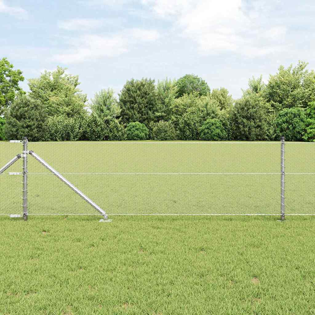 Sechseckzaun mit Pfosten 25 x 0,6 m Verzinkter Stahl Silber