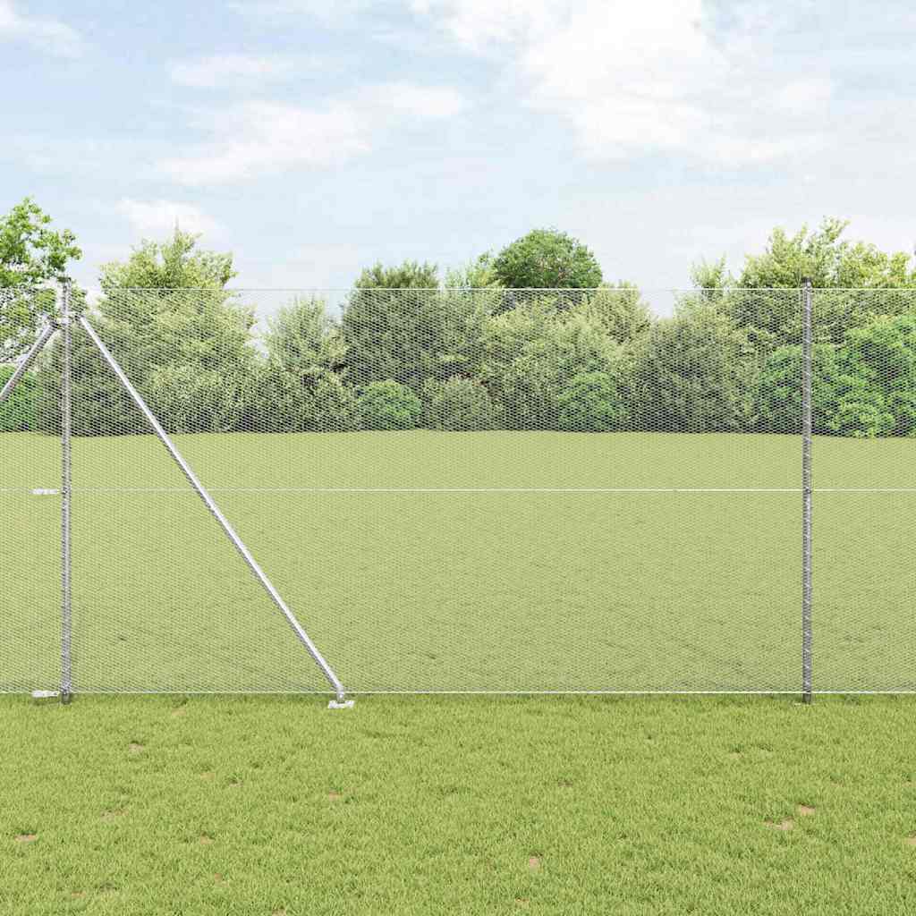 Sechseckzaun mit Pfosten 50 x 1,6 m Verzinkter Stahl Silber