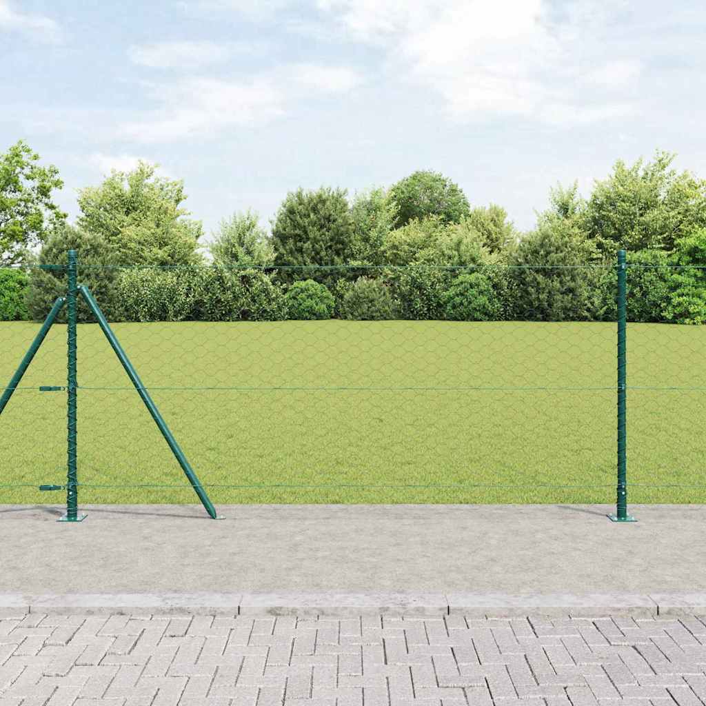 Sechseckzaun mit Betonsockel 10 x 1 m PVC-beschichteter Stahl