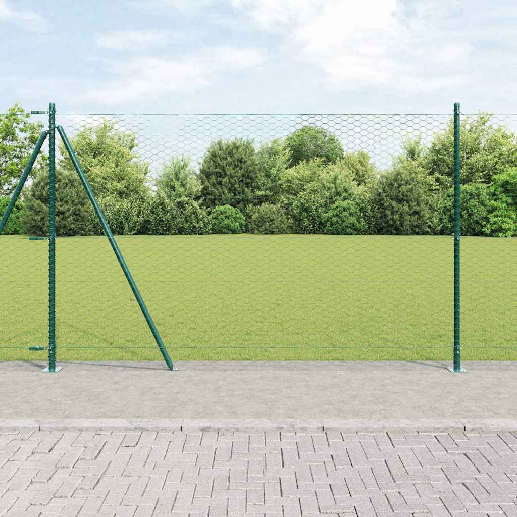 Sechseckzaun mit Betonsockel 10 x 1,6 m PVC-beschichteter Stahl