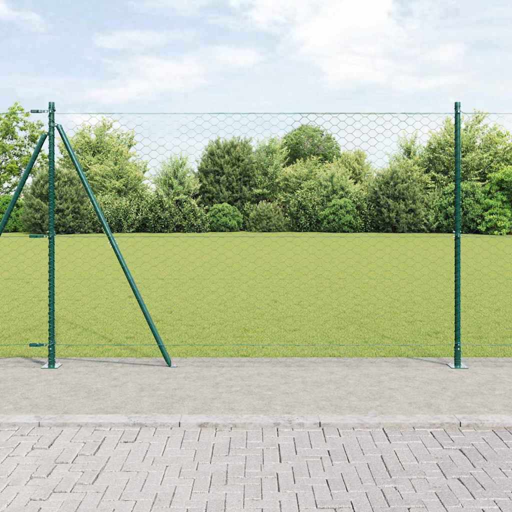 Sechseckzaun mit Betonsockel 25 x 1,5 m PVC-beschichteter Stahl