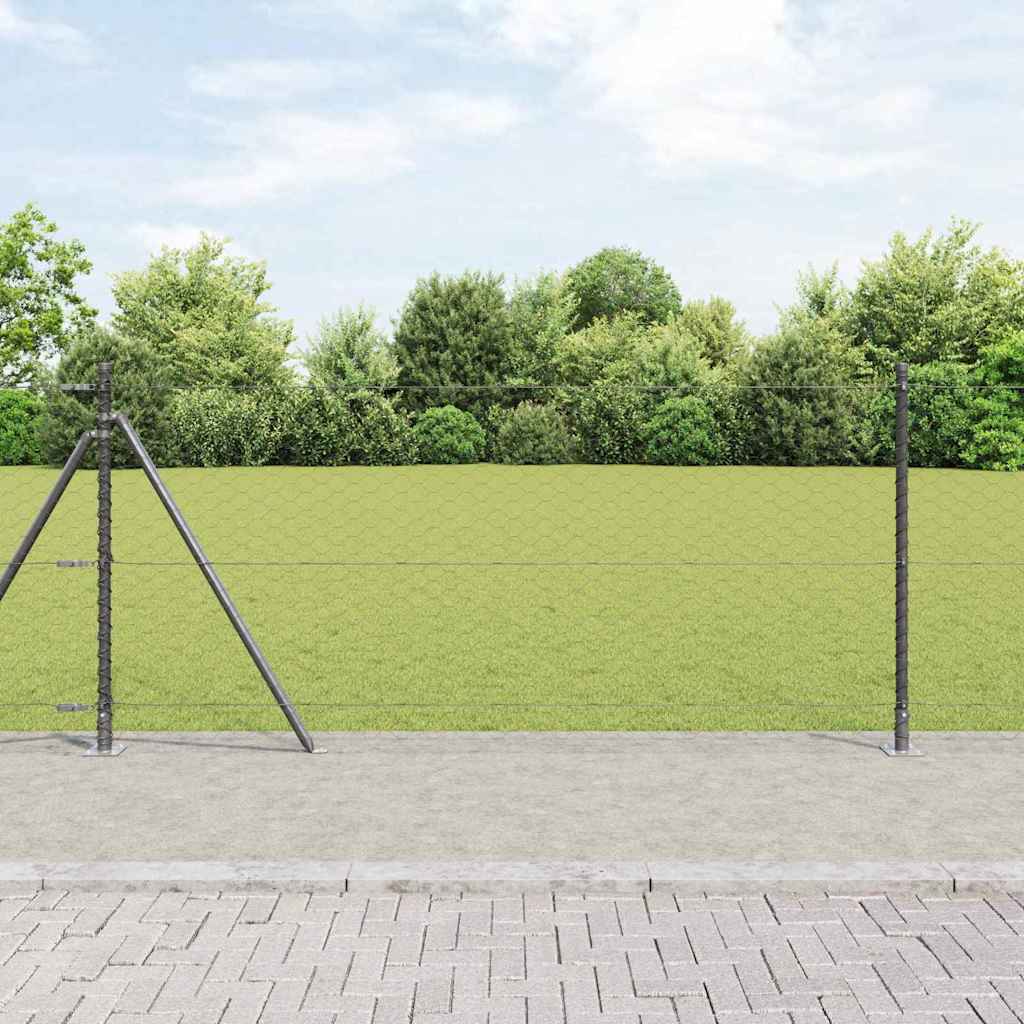 Sechseckzaun mit Betonsockel 10 x 1 m PVC-beschichteter Stahl