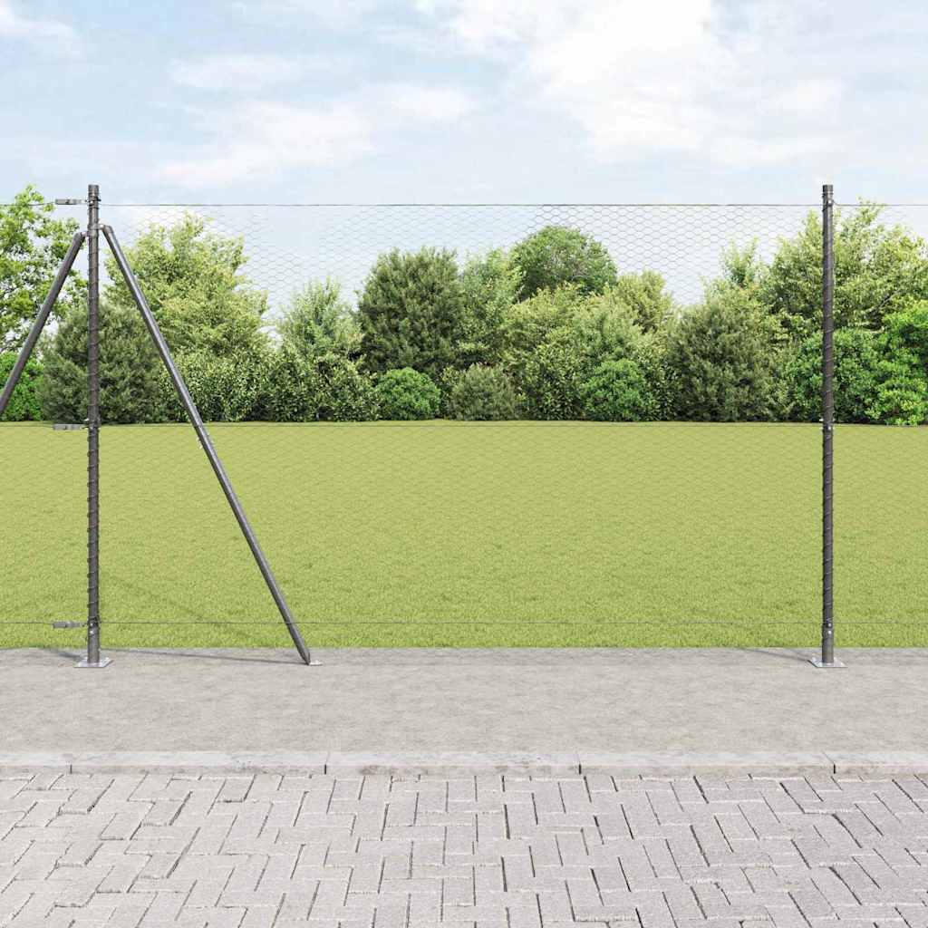 Sechseckzaun mit Betonsockel 25 x 1,4 m PVC-beschichteter Stahl