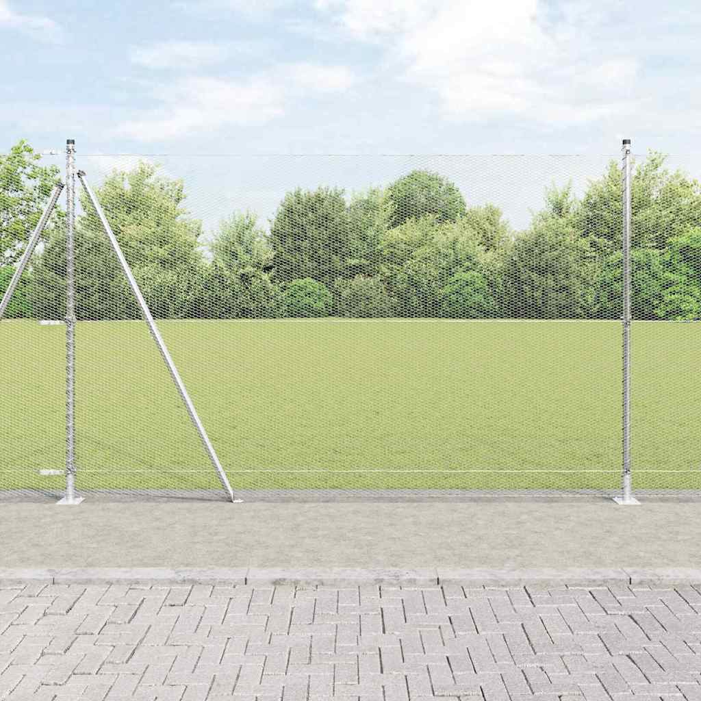 Sechseckzaun mit Betonsockel 25 x 1,6 m Verzinkter Stahl Silber