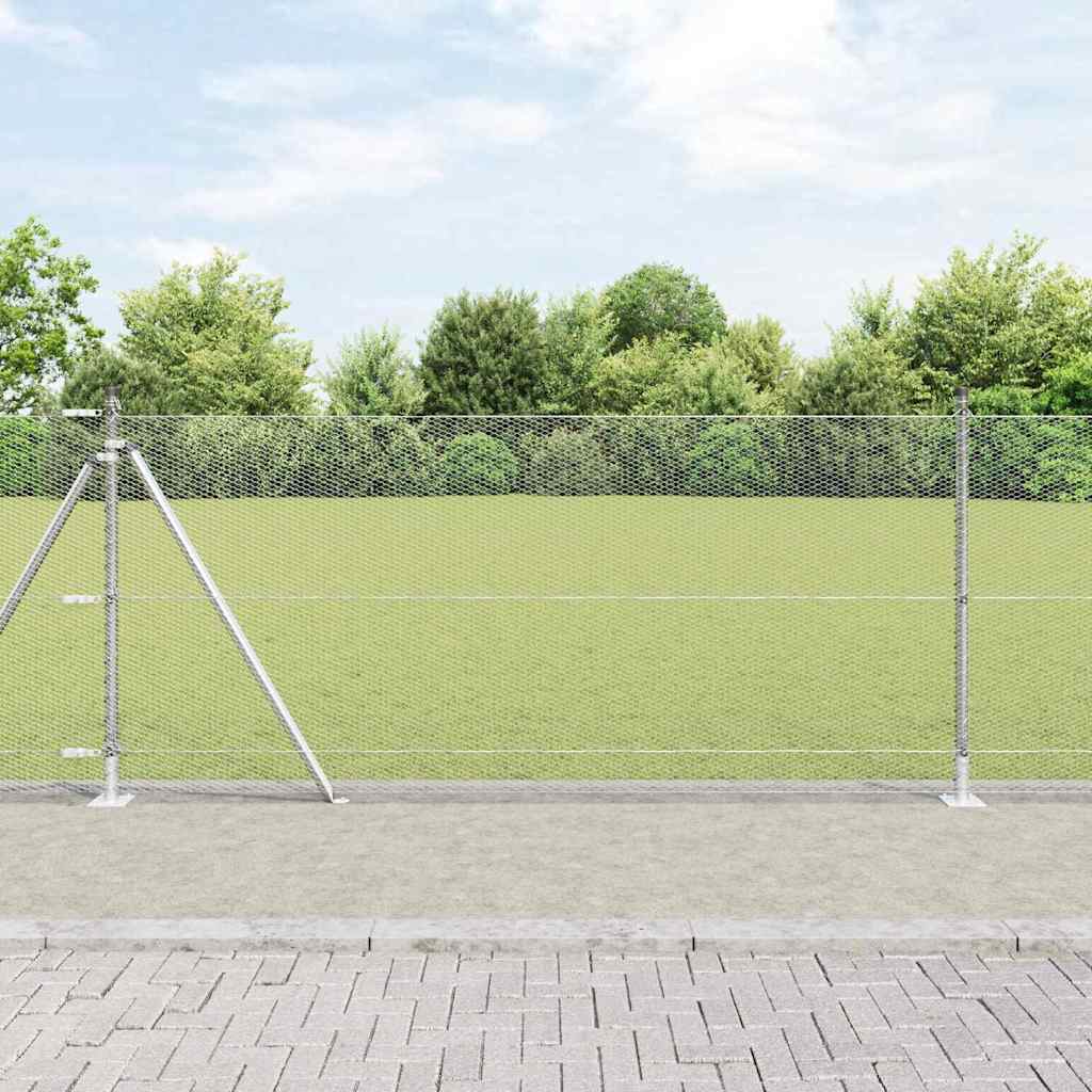 Sechseckzaun mit Betonsockel 50 x 0,8 m Verzinkter Stahl Silber