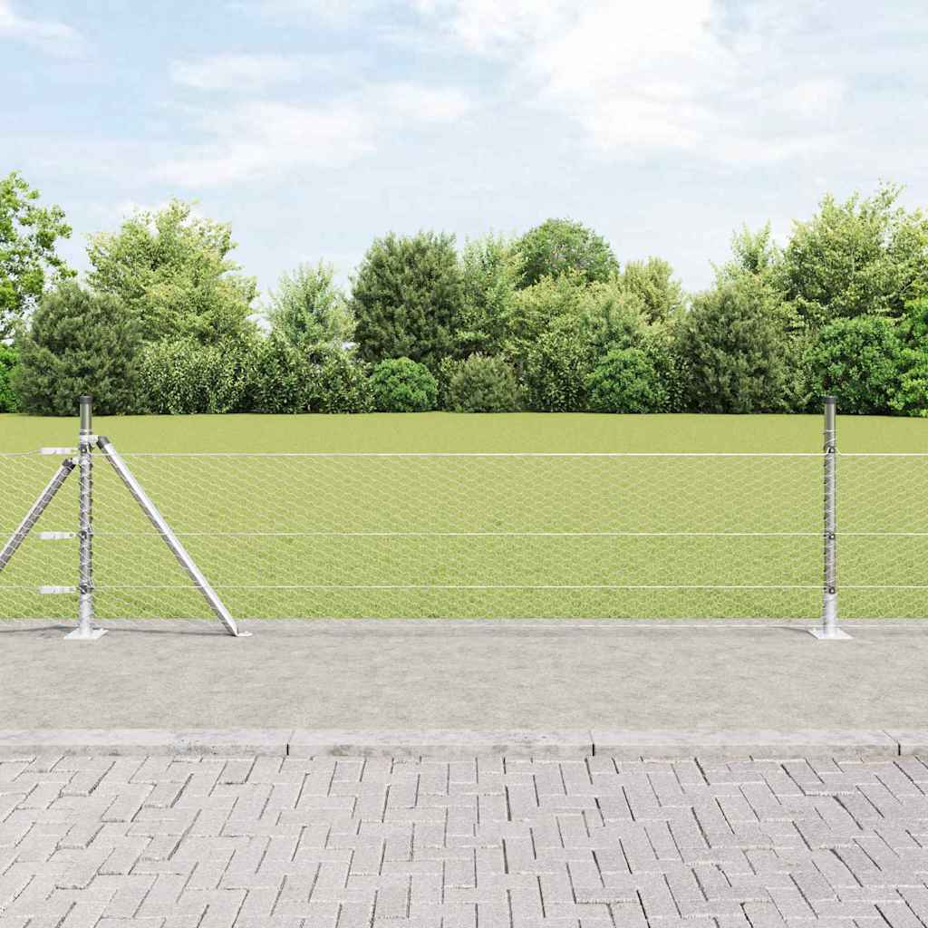 Sechseckzaun mit Betonsockel 100 x 0,4 m Verzinkter Stahl Netz