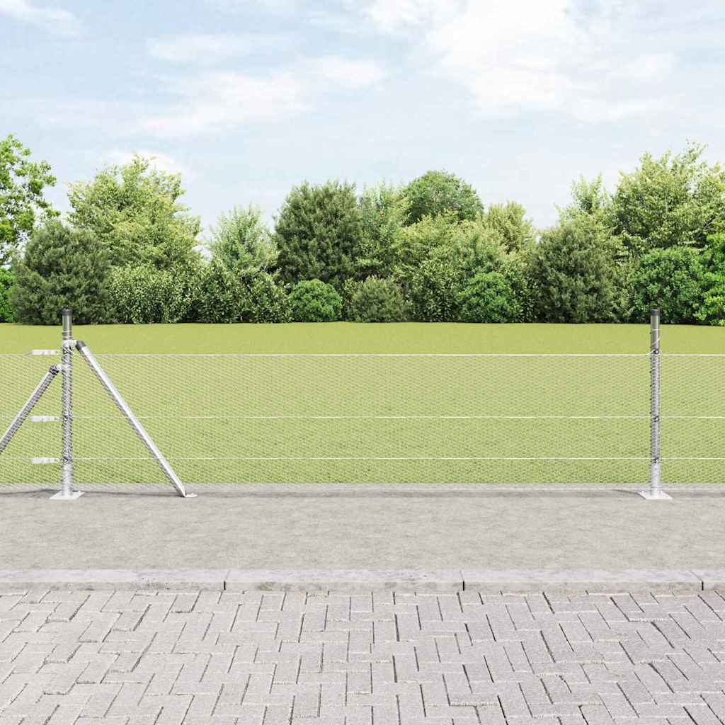 Sechseckzaun mit Betonsockel 100 x 0,5 m Verzinkter Stahl Netz