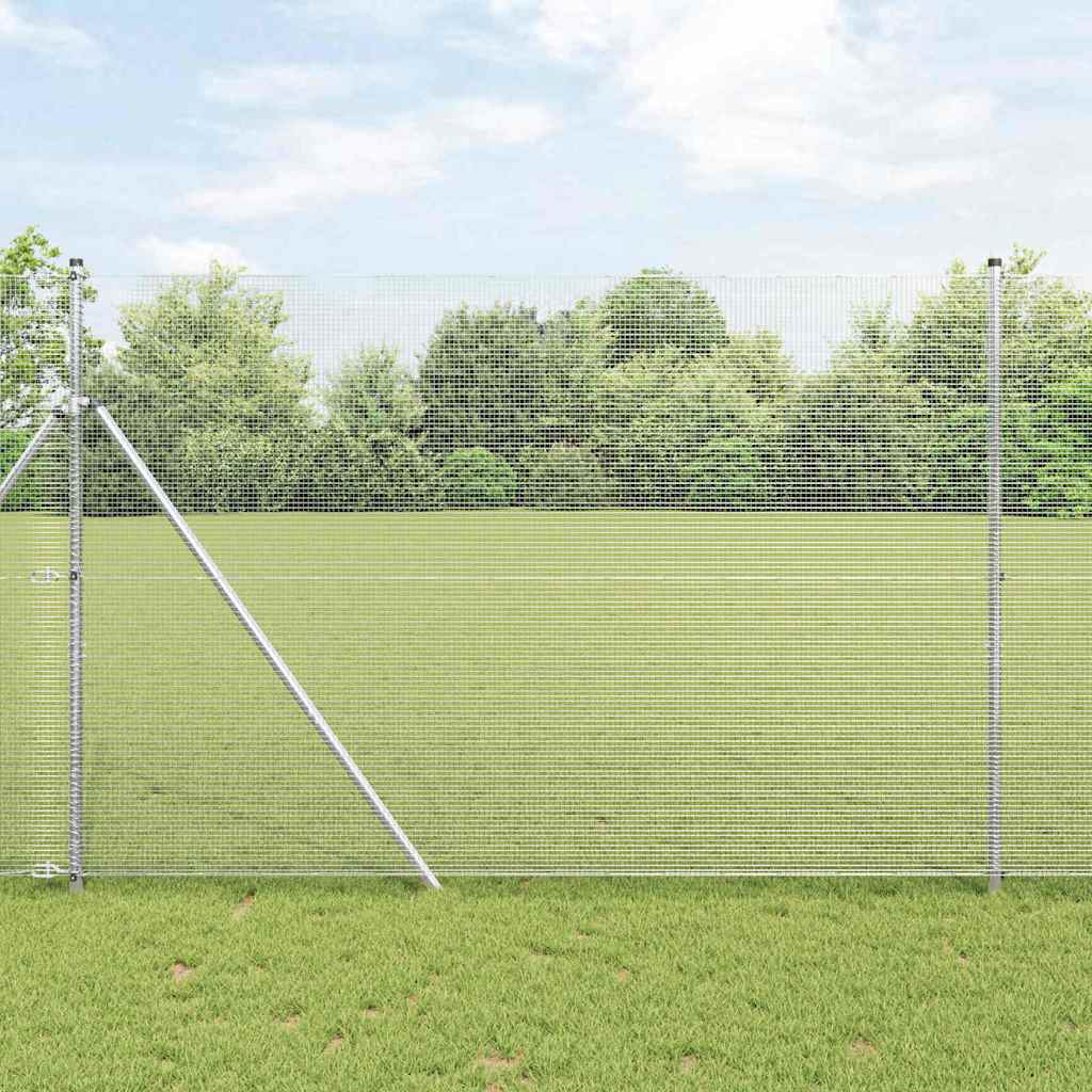 Geschweißter Drahtzaun, bodenverankert 10 x 1,5 m Silber Netz