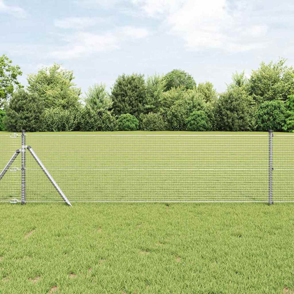 Geschweißter Drahtzaun, bodenverankert 25 x 0,8 m Silber Netz