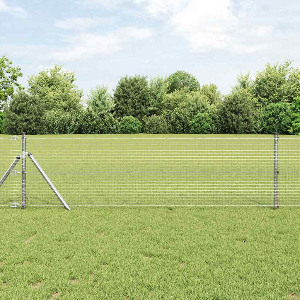 Geschweißter Drahtzaun, bodenverankert 25 x 0,8 m Silber Netz