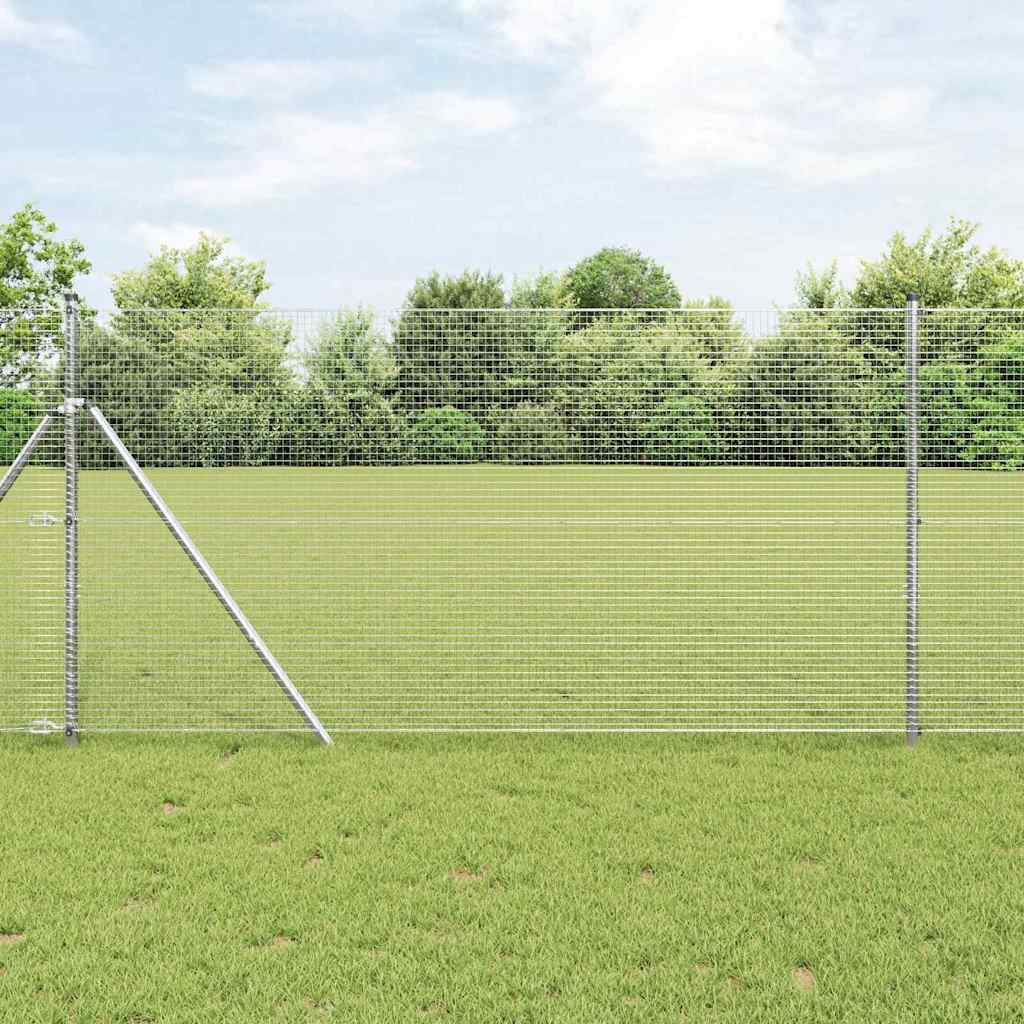 Geschweißter Drahtzaun, bodenverankert 50 x 1,4 m Silber Netz